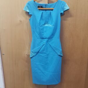 HYBRID TURQUOISE BLUE DRESS
SZ 10
FULLY LINED/BACK ZIPPER 
GREAT CONDITION #XXX